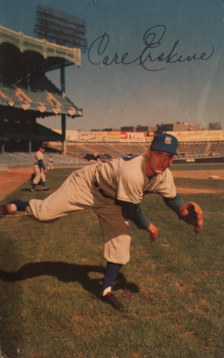 So long Carl😥 Carl pitched the first nationally televised no-hitter in ‘56 against the hated Giants. His son Jimmy was born with down-syndrome and Carl was a big supporter of the Special Olympics. Always proud of his son’s gold medal. A WWII vet, supported racial equality