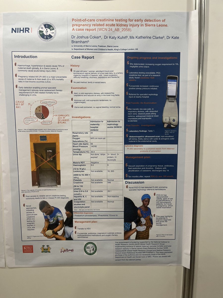 More great work presented at #ISNWCN from @KingsCollegeLon on the use of #PoCT in #LMIC settings to reduce the burden of #PrAKI. Lots still to do. 
@OBSevidence @BramhamKate @NIHRresearch @kv_dalrymple