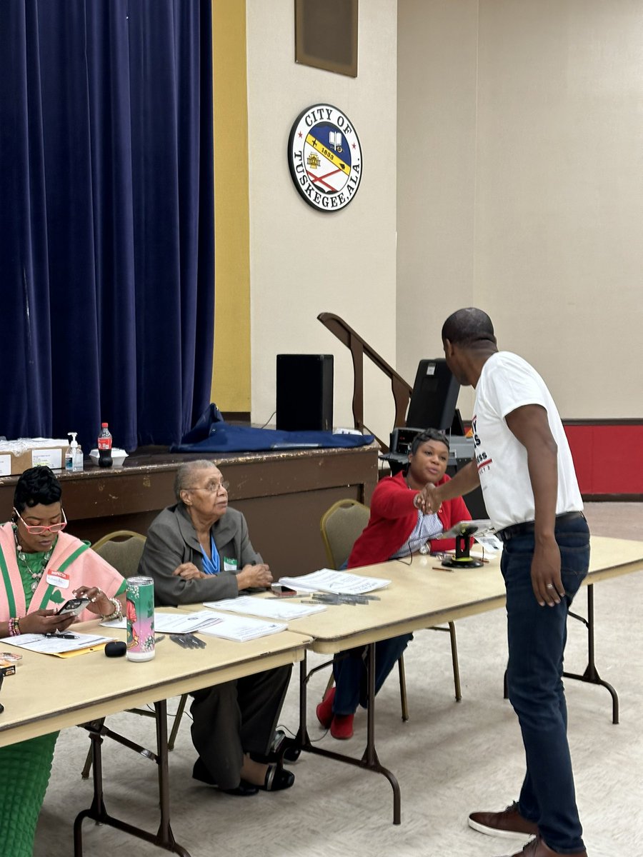 AnthonyDaniels's tweet photo. Was thrilled to be able to meet some of the great people of Tuskegee, Alabama today. From the District 3 Fire Department to the Tuskegee National Guard Armory to the Tuskegee Municipal Complex, it is great seeing everyone out and ready to put in their vote for #AD4AL. https://t.co/eAT0tx4D1O