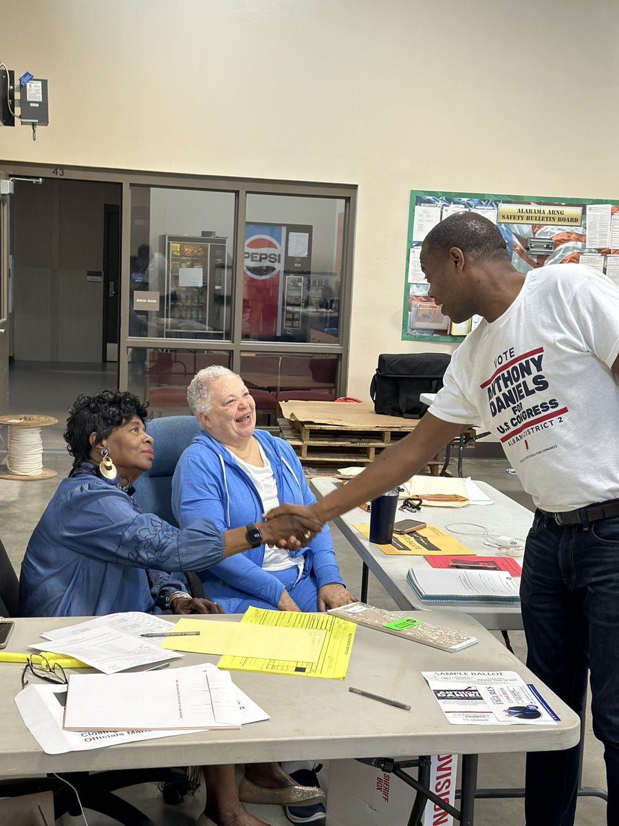 AnthonyDaniels's tweet photo. Was thrilled to be able to meet some of the great people of Tuskegee, Alabama today. From the District 3 Fire Department to the Tuskegee National Guard Armory to the Tuskegee Municipal Complex, it is great seeing everyone out and ready to put in their vote for #AD4AL. https://t.co/eAT0tx4D1O