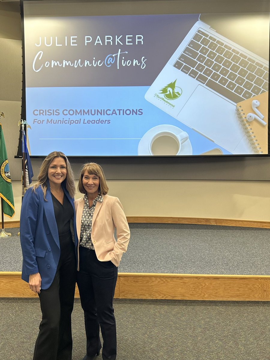 Day 1️⃣ of crisis communications training with <a href="/CityOfRedmond/">City of Redmond</a>!

🎤<a href="/suzanekennedyPR/">Suzanne Kennedy</a> and I spent 9 years together reporting for @7newsdc. 

🫣We may or may not share some newsroom secrets as part of this 2-day training…