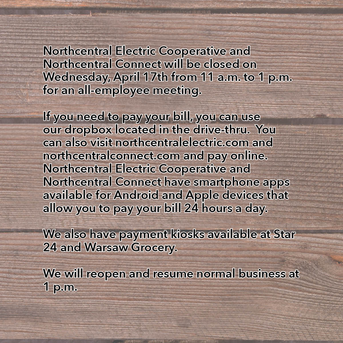 Northcentral Electric Cooperative (@Northcentral_EC) on Twitter photo 2024-04-16 16:02:12