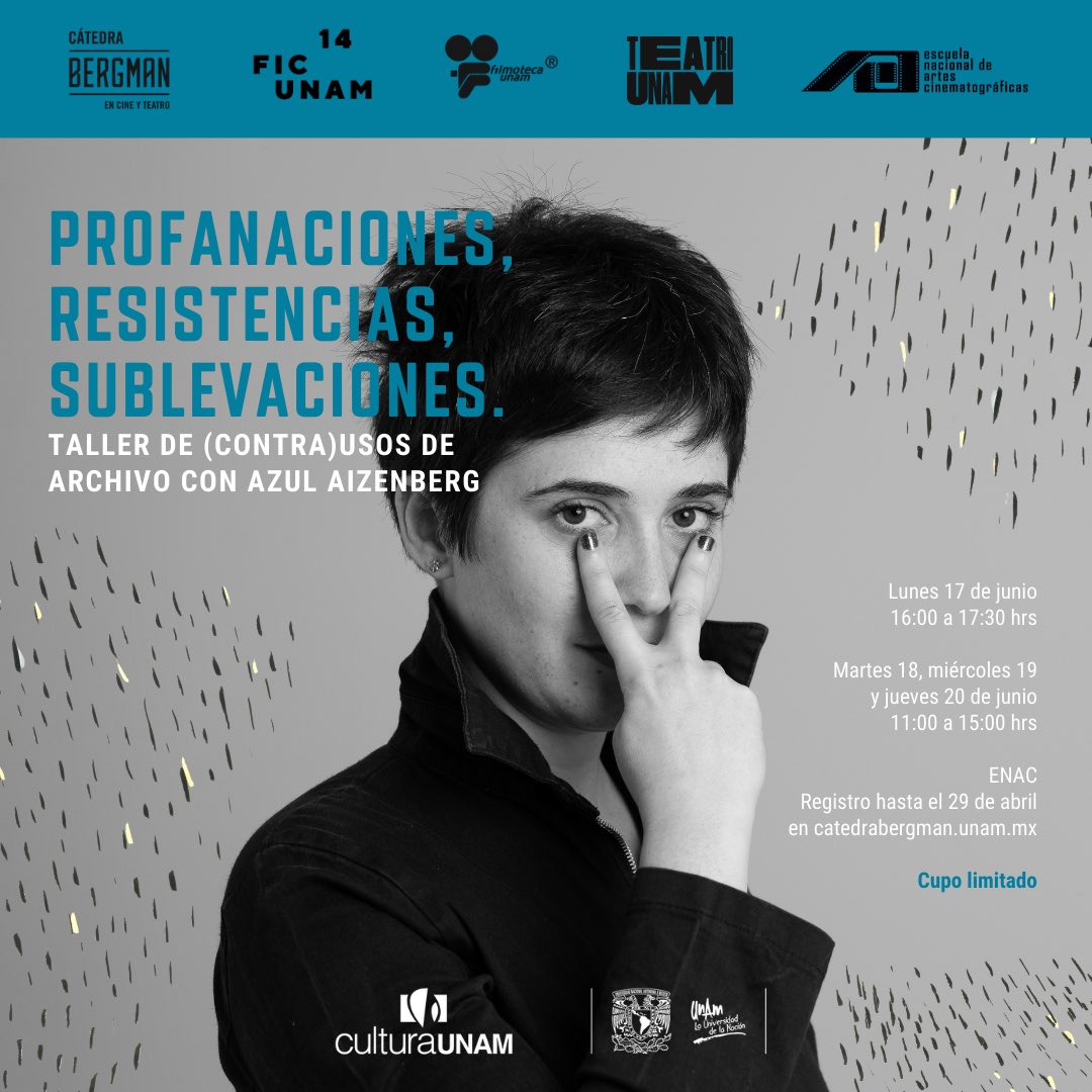 ¿Será el rol del cine de nuestro tiempo, el de reutilizar las imágenes para reinterpretar el mundo? En el marco de @FICUNAM les invitamos al taller: 📽️Profanaciones, resistencias, sublevaciones con Azul Aizenberg. ¡Inscríbete! Tienes hasta el 🗓️lunes 29 de abril