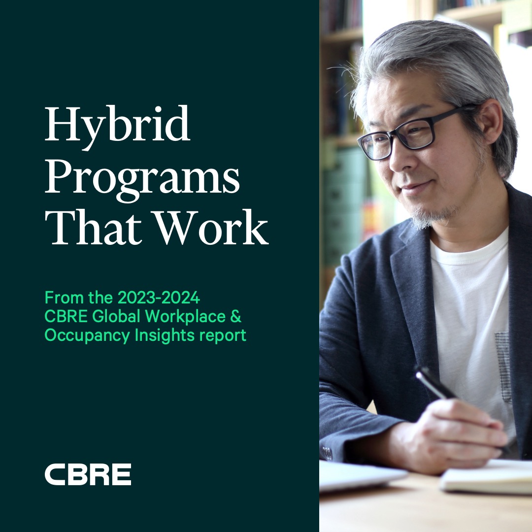 90% of companies offer a #hybrid work program. Find out how they are ensuring that hybrid work supports #CompanyCulture, improves employee experience and optimizes the #RealEstate portfolio. cbre.co/49GI9F0