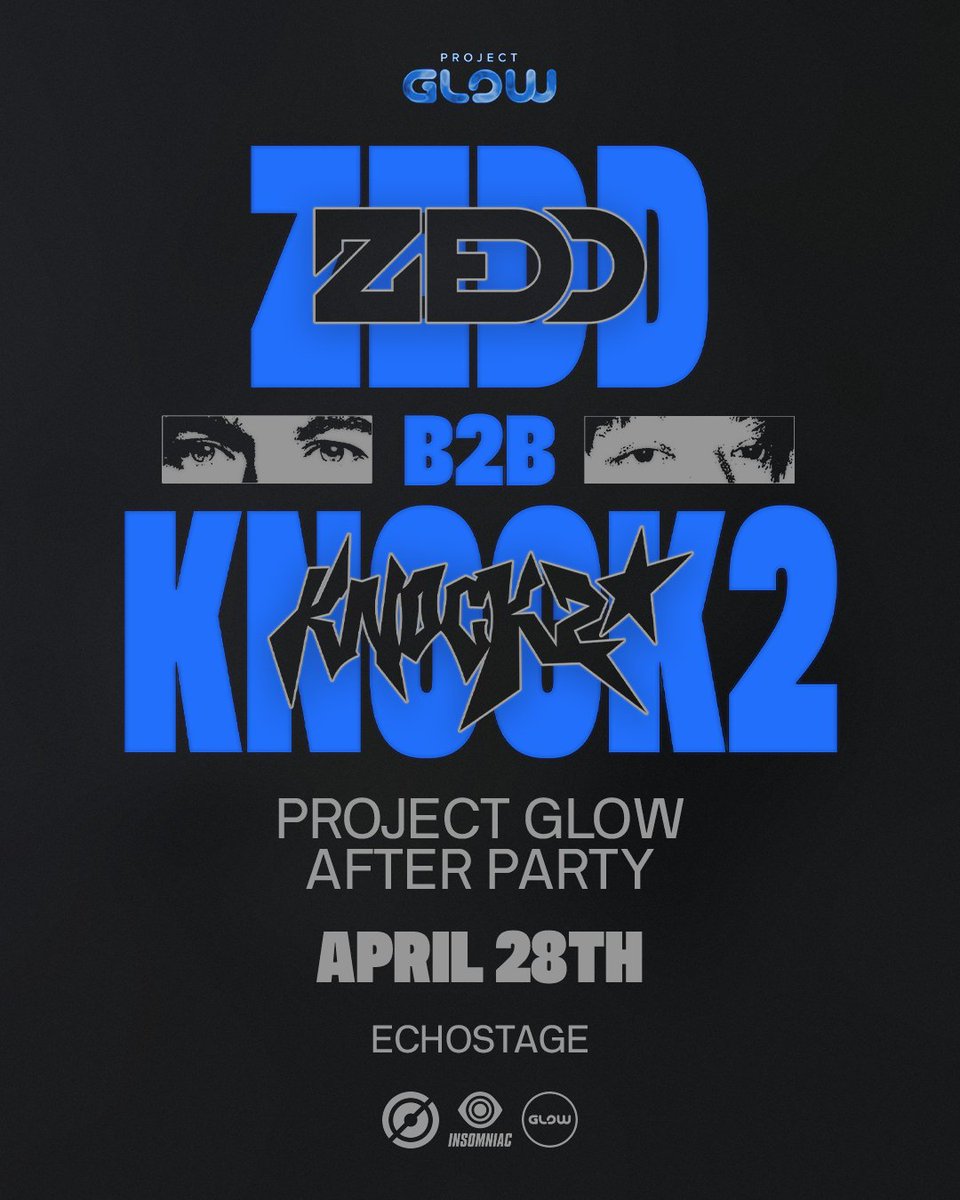 For the first time 𝐞𝐯𝐞𝐫, @Zedd & @Knock2Music are going B2B at their #ProjectGLOWFest Afterparty on Sun, 4/28🔥 Exclusive @projectglowfest pass-holder presale begins on Thur, 4/18 @ 12pm ET. Get access at insom.co/projectglowdc. General onsale is this Fri, 4/19 @ 10am ET🎟