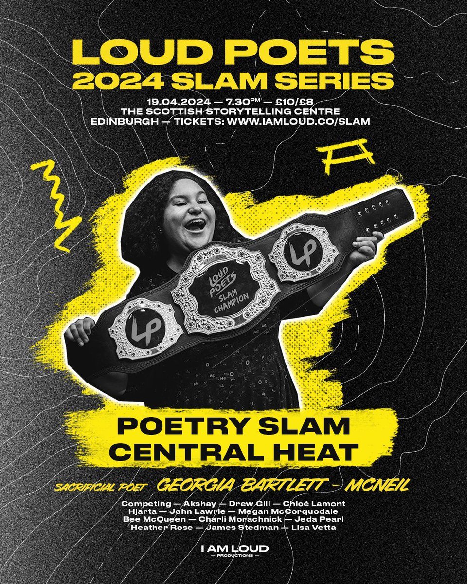 Line up announced for Friday nights @IAmLoudPro Central Heat Slam! Join host @kevoutloud, & sacrificial poet @theglycoprotein for an exhilarating evening and see who qualifies for the Grand Slam Final this August! Definitely one not to be missed! 🎟️ buff.ly/4aAUwUA