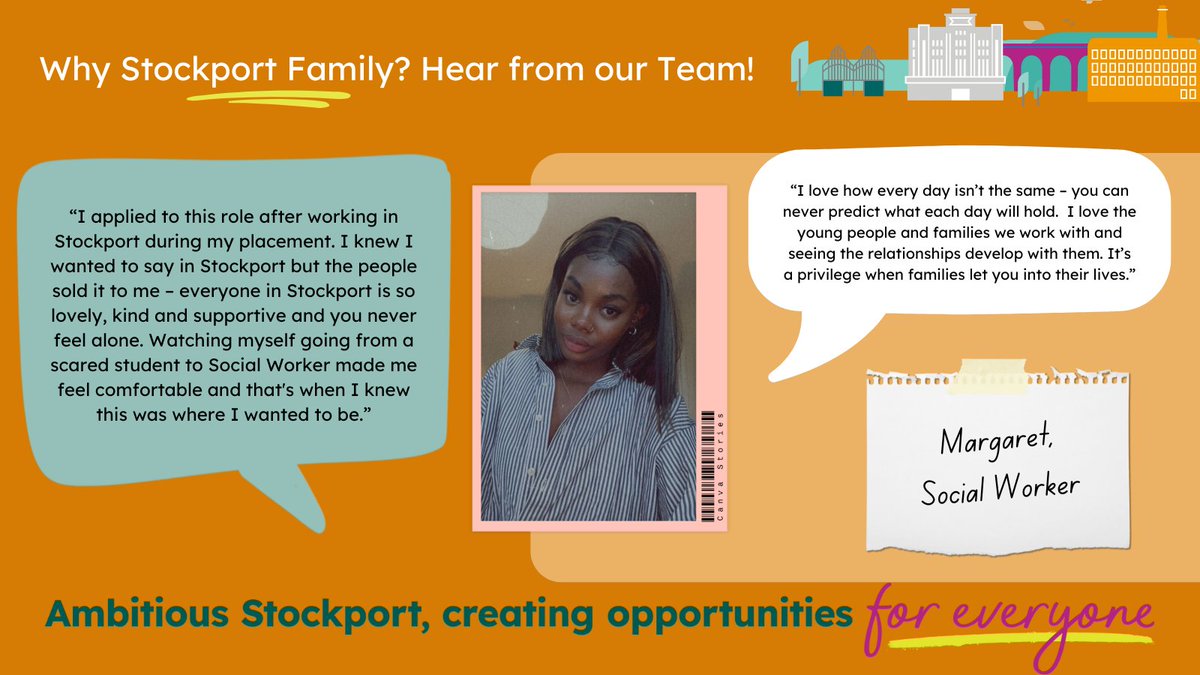 Margaret told us about her experience working as a #SocialWorker with #StockportFamily 👉 orlo.uk/llEBk

We are looking for Children’s Social Workers to join us at #TeamStockport. Come along to our recruitment event to find out more  👉 orlo.uk/wMLGd