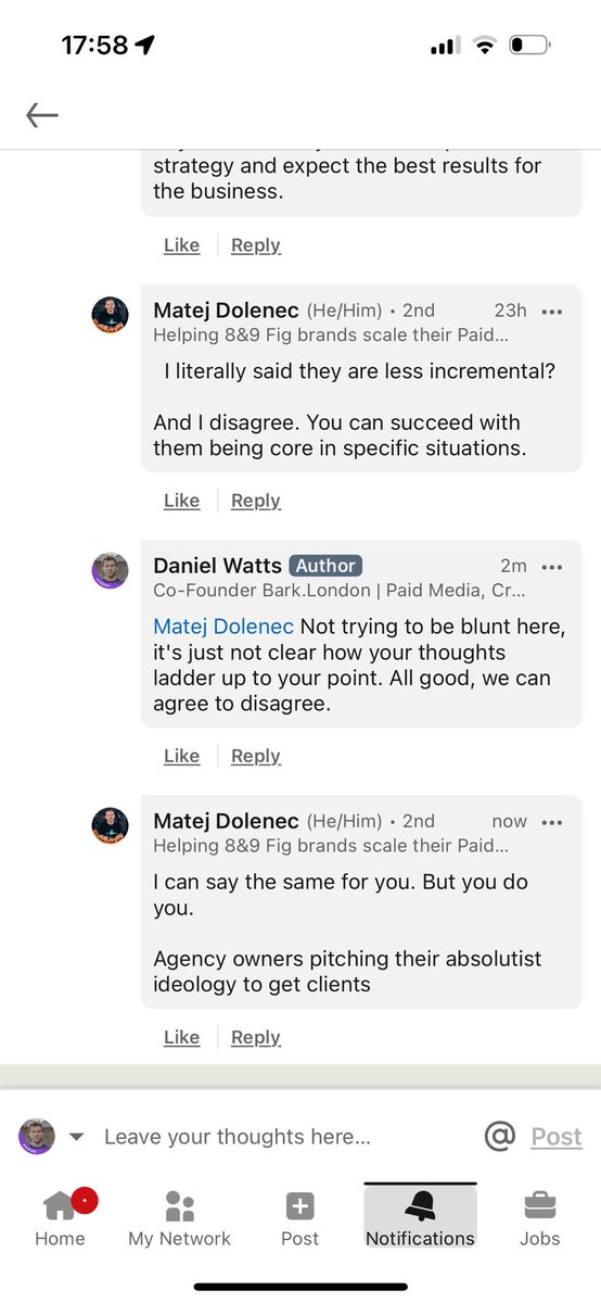 danieltiwatts's tweet photo. First hater on LinkedIn. That mean I’m doing it right? https://t.co/yuftovgAH1