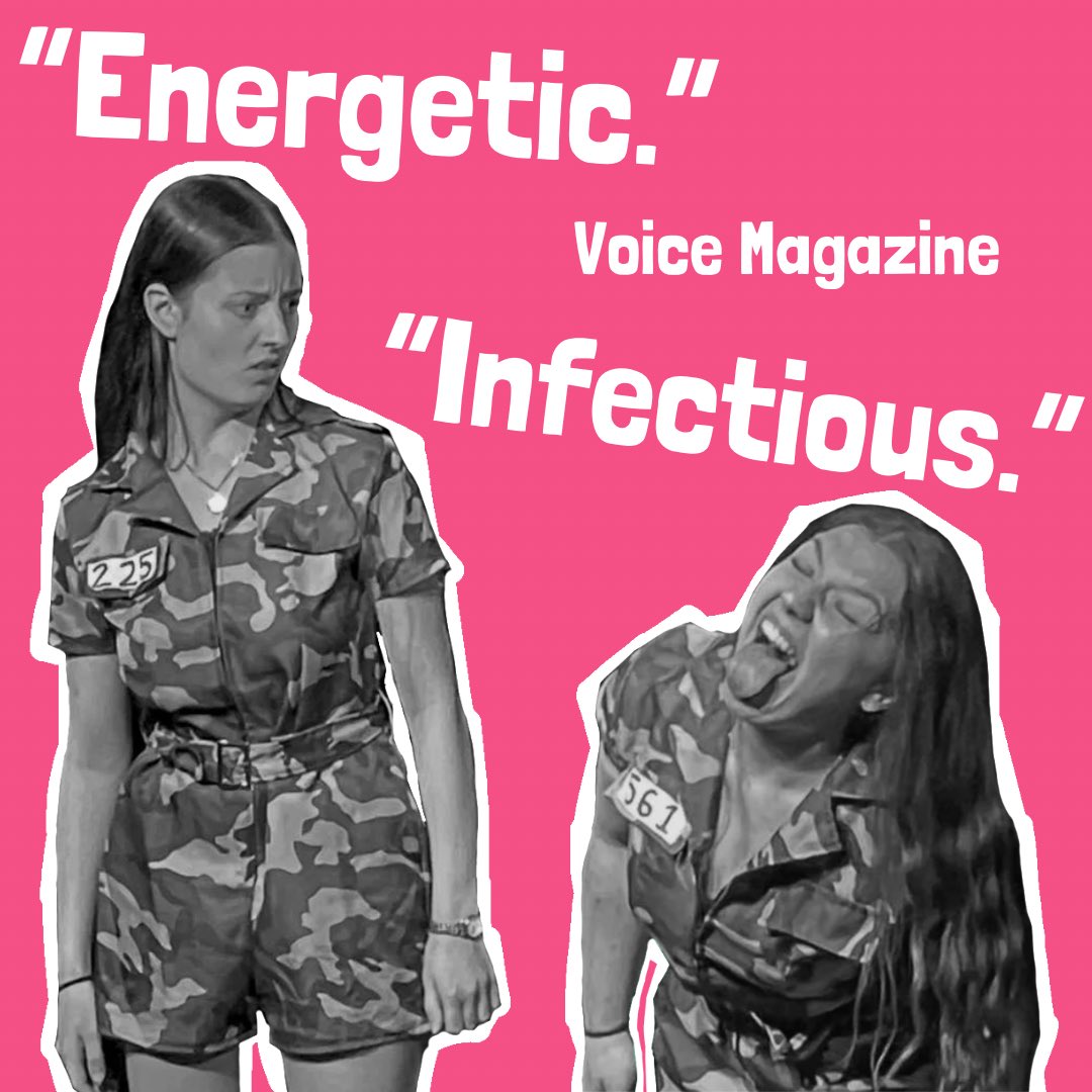Wanna see 60 minutes of infectious energy? If you’re not tempted by that, we also sing about our boob sizes in the first 5 minutes of the show…BOOK YOUR TICKETS NOW! Only on the 17th and 18th of may!