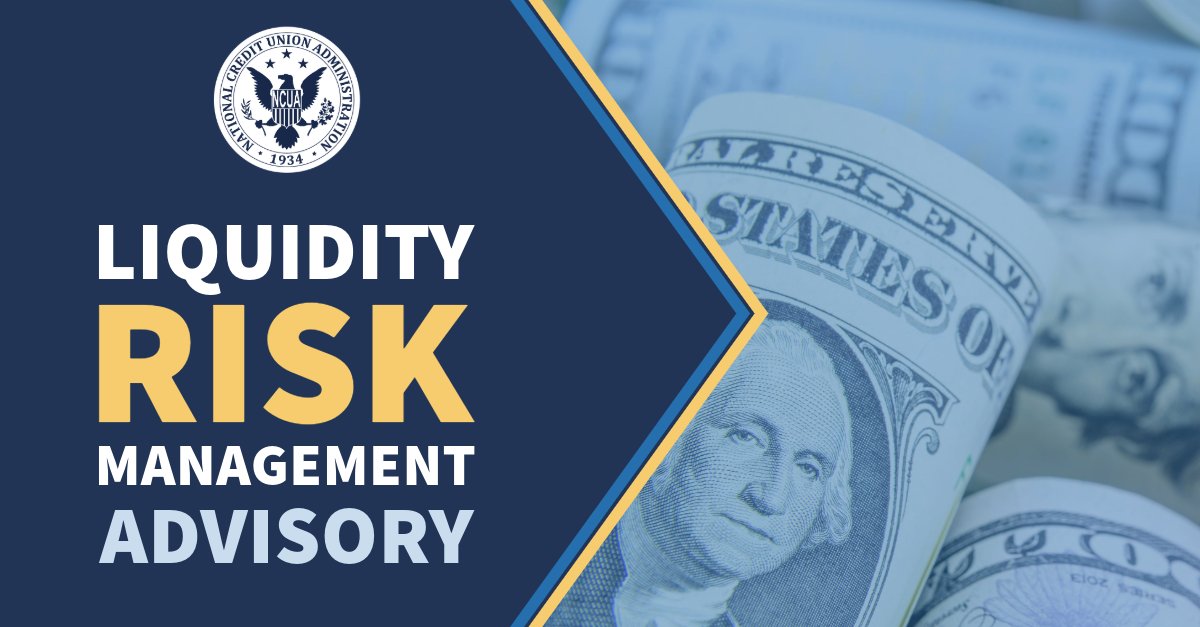 The NCUA issued an advisory on liquidity risk management. The NCUA Examiner's Guide includes valuable information to support credit unions’ efforts to strengthen liquidity positions and risk management. go.ncua.gov/3O0GGkT #liquidity #creditunions #finance #money