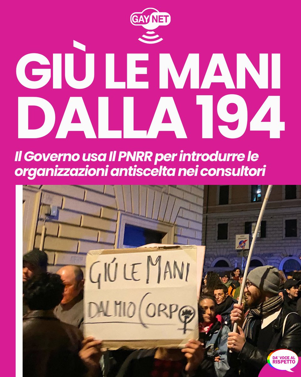 Il Governo vuole garantire l’accesso ai #consultori alle organizzazioni contro l'#aborto con i fondi del #Pnrr 

Un po’ come affidare un centro per la donazione del sangue ai vampiri. 

Questa è l’Europa di #Meloni, la donna che vuole decidere sul corpo delle altre donne.