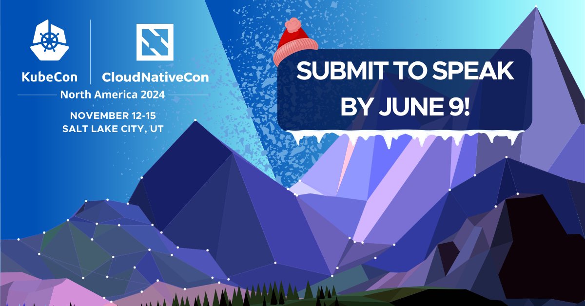 Submit to speak at #KubeCon + #CloudNativeCon North America, November 12-15 in Salt Lake City, Utah! ❄️ Suggested topics include the usual suspects: #security, observability, #SDLC. And we've added new topics of connectivity & #AI + #ML. Submit by June 9: hubs.la/Q02syVXT0.