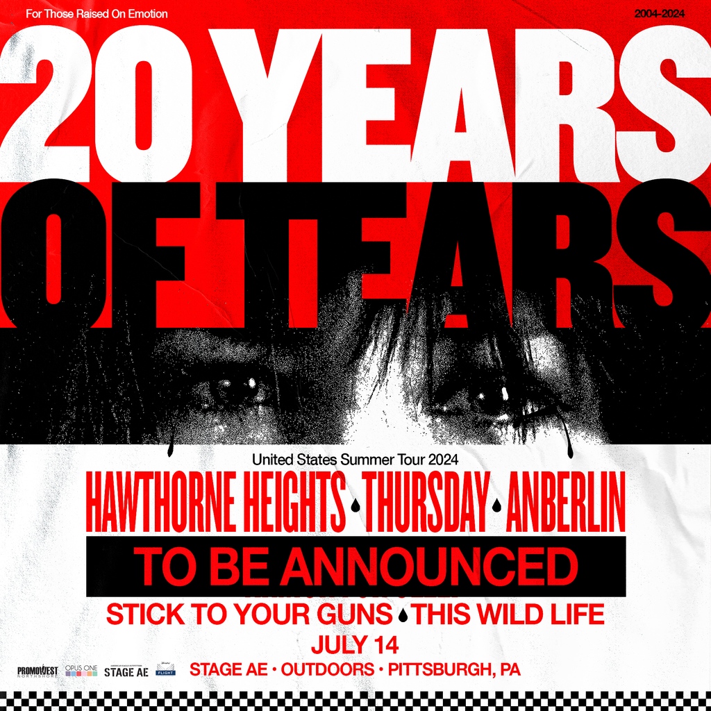 😢 NEW SHOW 😢 🎶 @HawthorneHeights, @thursdayband, @anberlin, @stygoc & @thiswildlife 🗓 July 14th - Outdoor show! 🎫 Promoter presale begins Thursday with code NIKIFM 🔗 promowestlive.com/pittsburgh/sta…