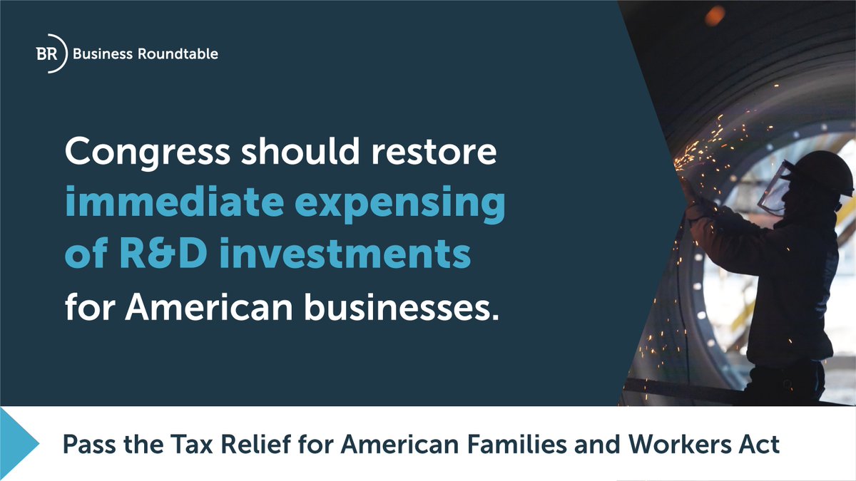 Tax writers in Congress have come together in a bicameral, bipartisan manner and introduced legislation to restore important pro-growth tax provisions, like immediate R&D expensing. It’s time to pass the Tax Relief for American Families and Workers Act. bit.ly/3Uf3EJk