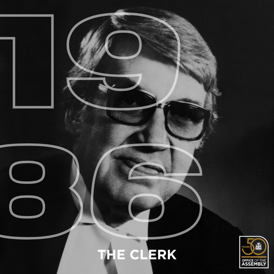 Prior to 1986, the Clerk was appointed by the Premier, but by the mid-1980s, the government had decided to turn the authority of choosing a Clerk over to a committee with all-party membership. The chosen candidate was then appointed by an order in council. #OA50Years