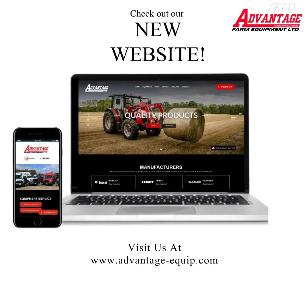 The wait is over. We have redesigned and revamped our website! Visit us online for all your sales, parts & service needs! advantage-equip.com