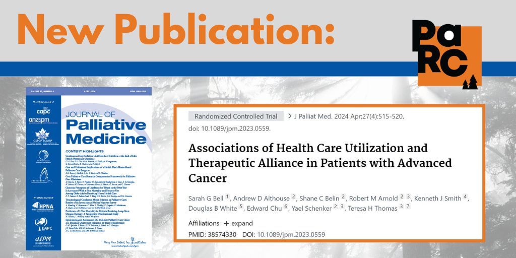 What impact does therapeutic alliance have on hospice utilization & emergency department admissions for advanced cancer patients? This secondary analysis by @sarahgracebell @SchenkerYael @rabob + the CONNECT team is available in @PalliativeMed_j. #hapc buff.ly/3QqVOcT