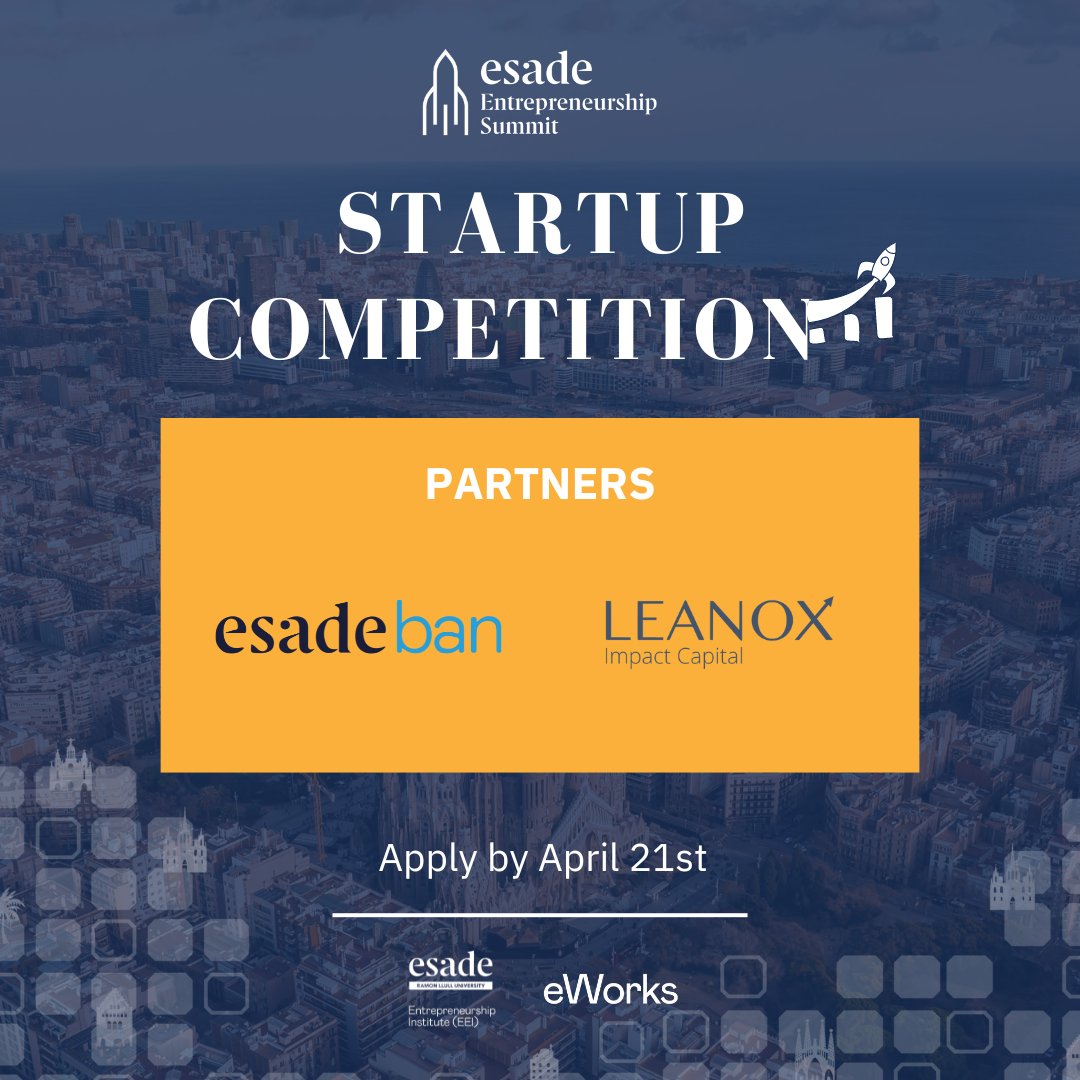 We are really happy to welcome #EsadeBAN (@ESADEAlumni) & Leanox VC on board as partners of our #EESummitStartupCompetition!