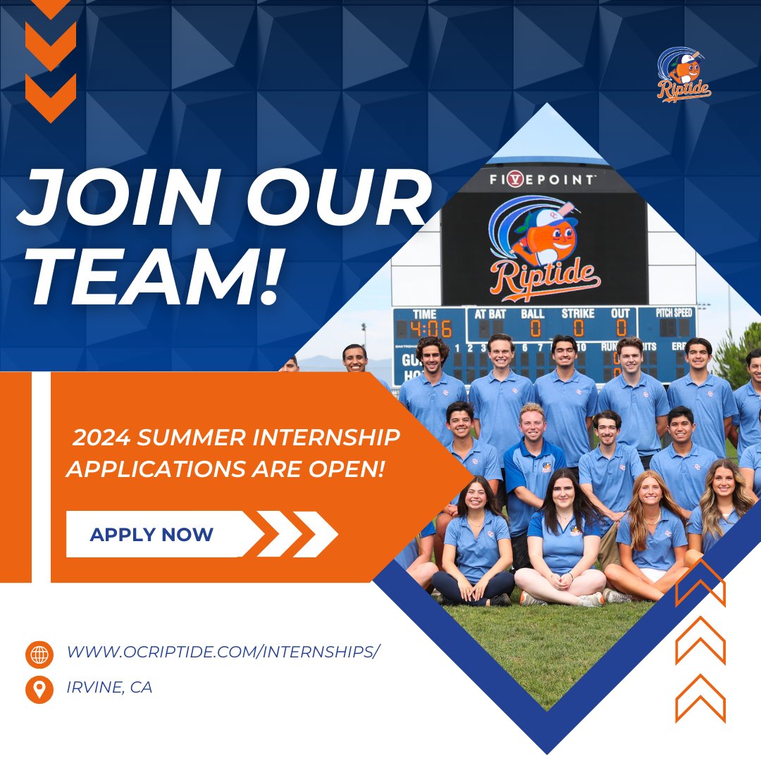 Swing into action and seize the opportunity to join our team for an unforgettable internship experience this summer! ⚾️🌟

Don’t wait, step up to the plate and apply today!

Visit ocriptide.com/internships/

#OCRiptideBaseball #OCRiptideFamily #CCLBaseball #YourGreatPark #SummerBall