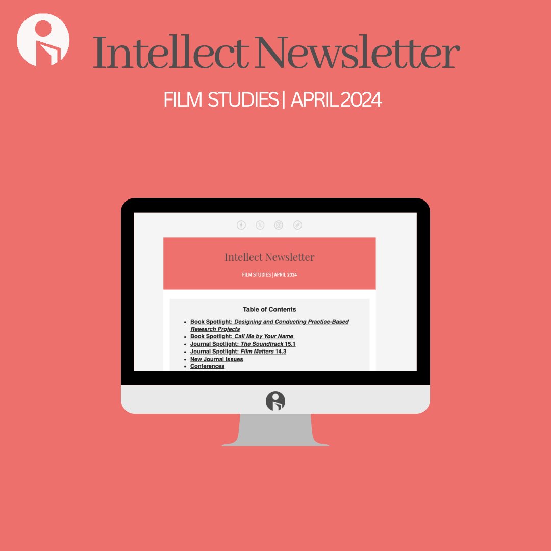 Our April #FilmStudies newsletter is here! 
👉mailchi.mp/intellectbooks…

 Featuring: 

⭕New book: Designing and Conducting Practice-Based Research Projects 
⭕New journal: Film Matters 14.3
⭕Call for Papers: Short Film Studies (10th May 2024)