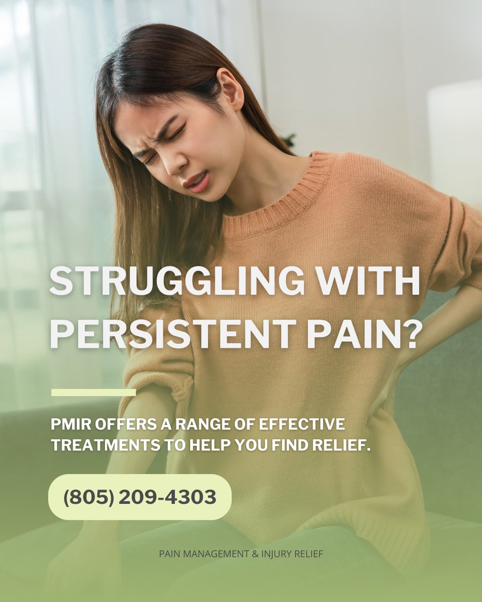 Say goodbye to discomfort and hello to a pain-free life!

Book your appointment today 👉 805-209-4303.

#PMIR #ChronicPain #ChronicPainRelief #PainFree  #PainRelief #HealthIsWealth