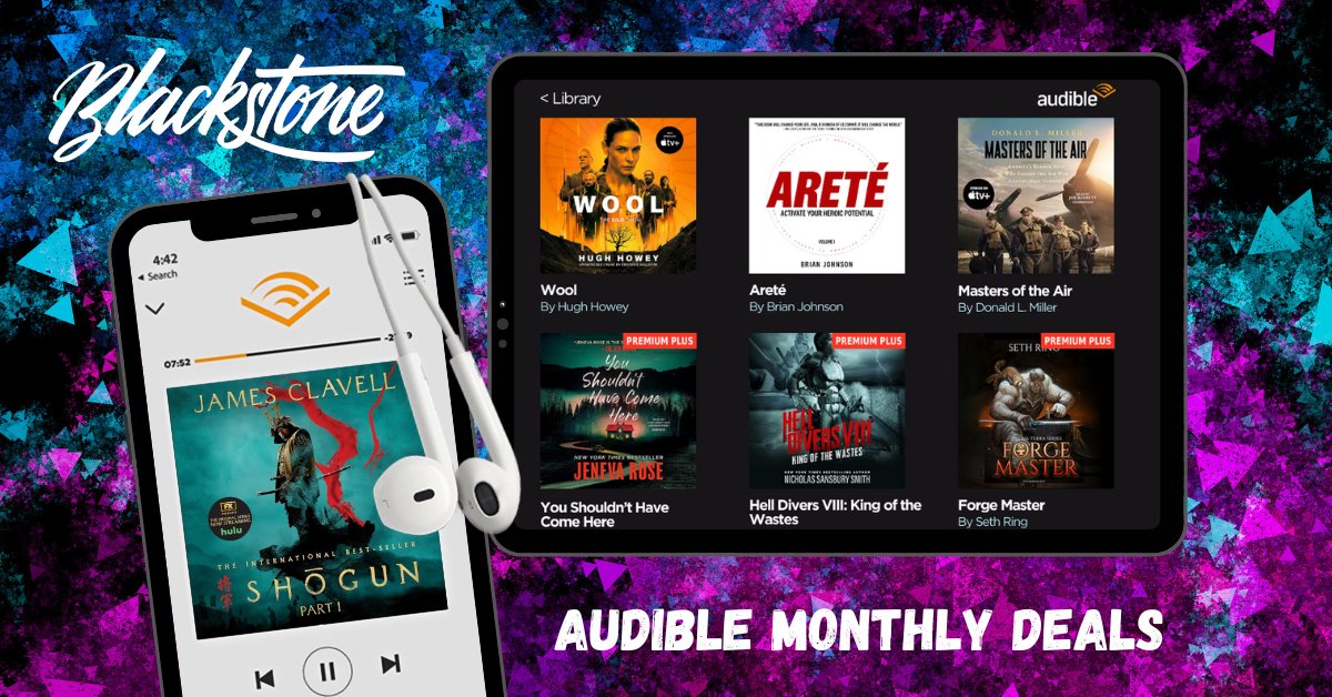 Who's ready for a sale?? For April, these titles (+ more) are on sale on @Audible_com through their #MonthlyDeals program! Audiobooks by @HughHowey, @HeroicBrian, #DonaldLMiller, @JenevaRoseBooks, @greatwaveink, @SethRing, + @TheJamesClavell! Which ones are you getting? 🎧