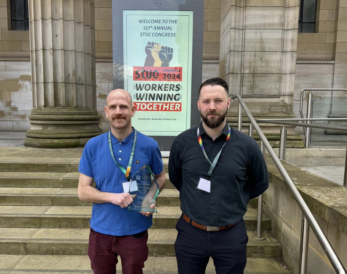 Congratulations to Daniel Connolly and David Foote from our Rosyth Dockyard branch who were awarded a @ScottishTUC Organising Award at conference #STUC24 👏