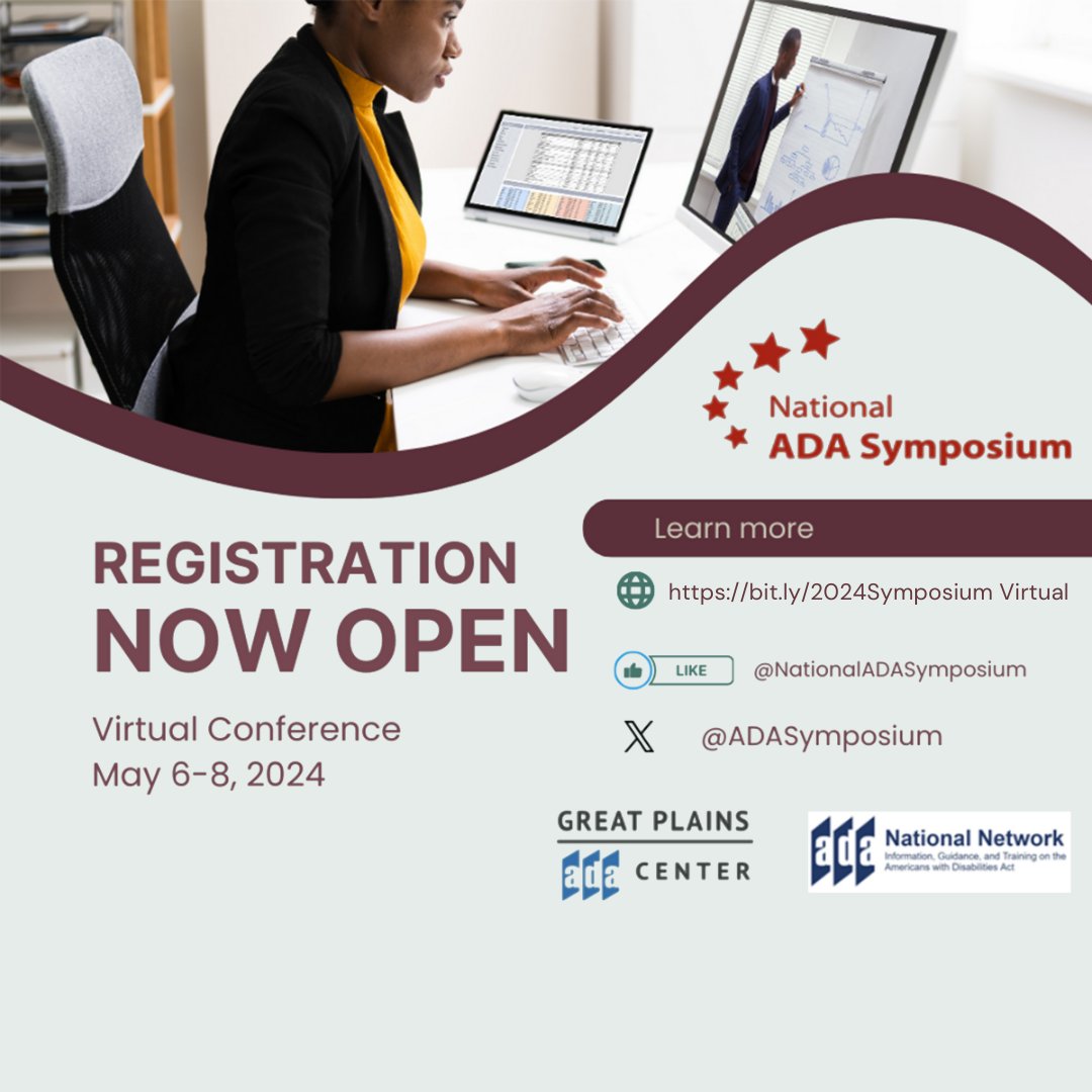 We are excited to announce that registration is NOW OPEN for the 2024 National ADA Symposium - Virtual event happening May 6-8, 2024! Visit ow.ly/QYzT50RguKi Registration closes April 26! #ADASymposium2024 #ADAConference #ADATraining #ACTCP