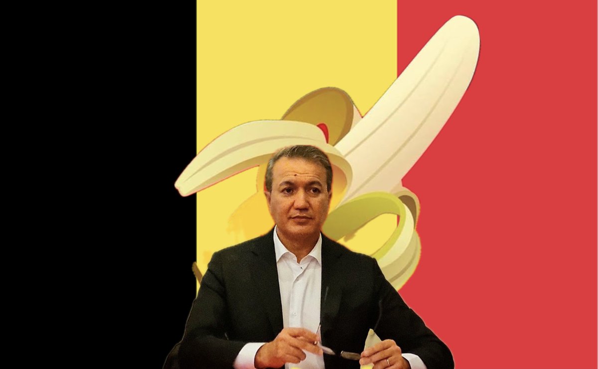 Emir Kir, Brussels. So proud of his Banana Republic.