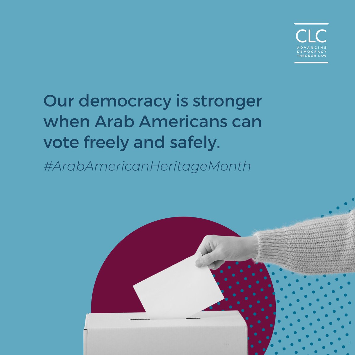 Our democracy is stronger when Arab Americans can vote freely & without intimidation or disinformation. @AAIUSA's #YallaVote protects Arab Americans' freedom to vote in multiple ways, especially its Election Protection hotline: aaiusa.org/yalla-vote #ArabAmericanHeritageMonth