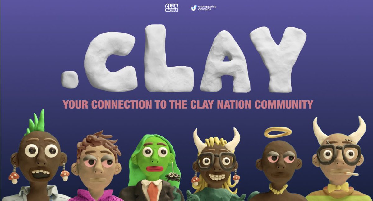 And another great @unstoppableweb partner -- @claymates !!!

.CLAY is a branded partner TLD in our mission to provide user-owned digital identity to everyone and working with us on the upcoming ICANN gTLD. 

With 50k NFTs sold on their platform and notable partners like