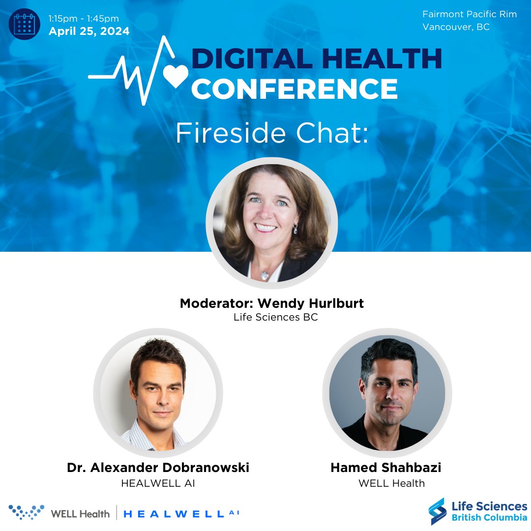 lifesciences_bc's tweet photo. Be part of conversations driving our healthcare transformation. Attend our Digital Health Conference on April 25. Wendy Hurlburt will chat with Dr. Alexander Dobranowski of @Healwell_AI and Hamed Shahbazi of @wellhealth.
Secure your spot: https://t.co/hsTs2961VP
#LSBCdigital https://t.co/fv6KRV5dwN