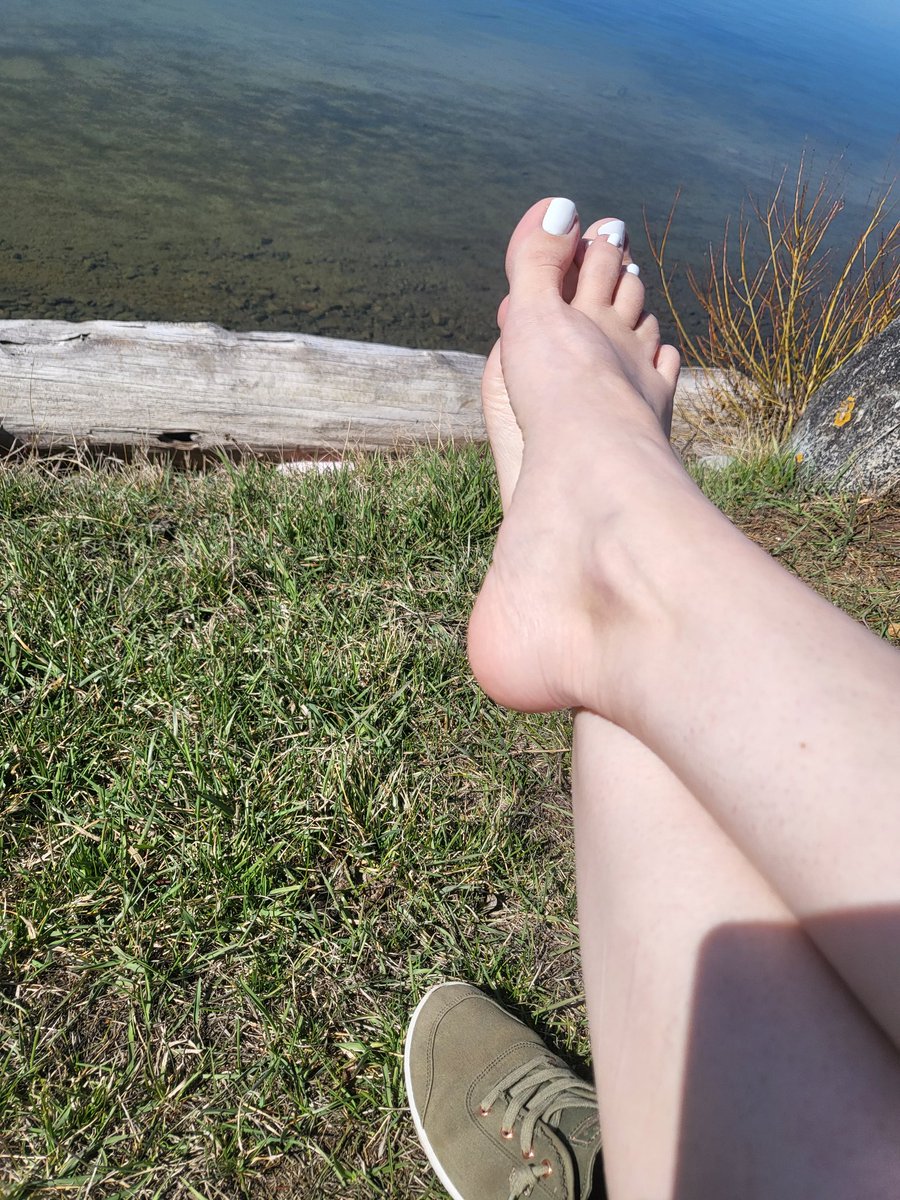 My lake has officially thawed!!! This is one of my favorite things to do, relax by the water!!! Feet. Toes. Barefoot. Pedicure. Foot model. Feet fetish. Feet community