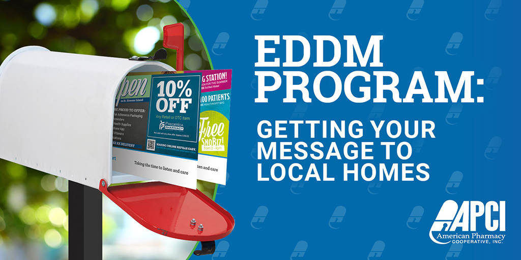 APCI members: Grow your community with targeted EDDM postcards from APCI! Make an impact with messages that stand out. Take advantage of FREE design services! Quality and cost-effective advertising for your pharmacy! Learn more: bit.ly/44uhyZd