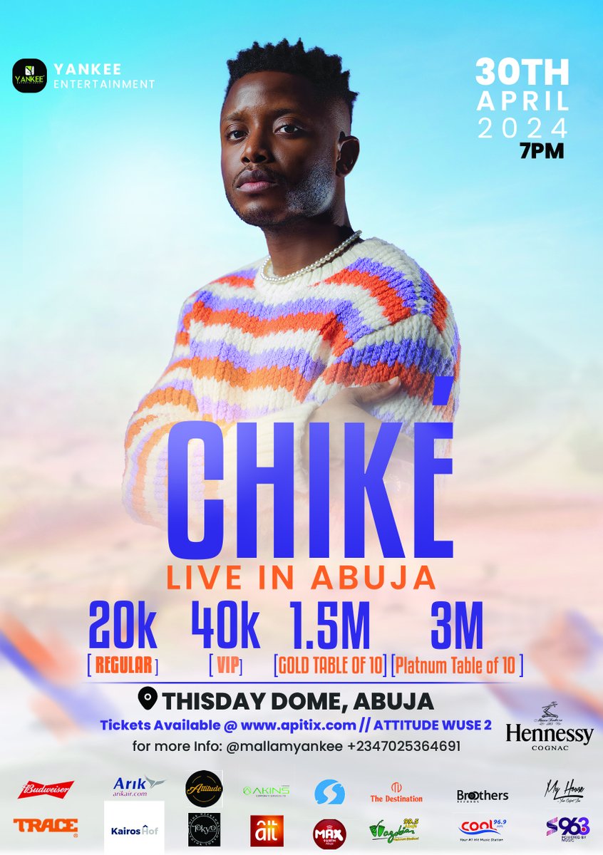 Abuja! What songs do you want me to perform? #ChikeLive