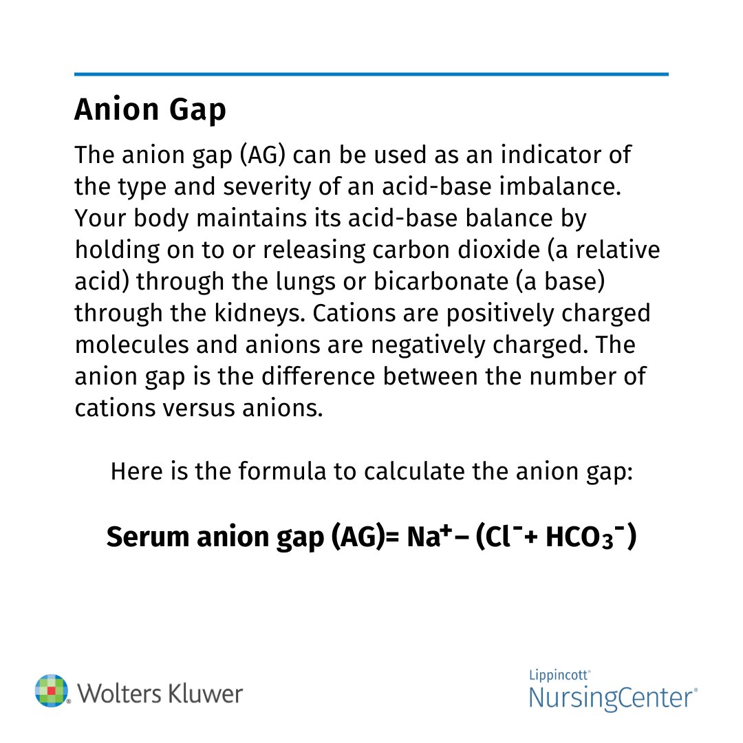 NursingCenter's tweet image. NEWLY UPDATED: How to Calculate Anion Gap and Identify Anion Gap Acidosis ow.ly/FWAB50Rh8iK

#Nursing #AnionGap