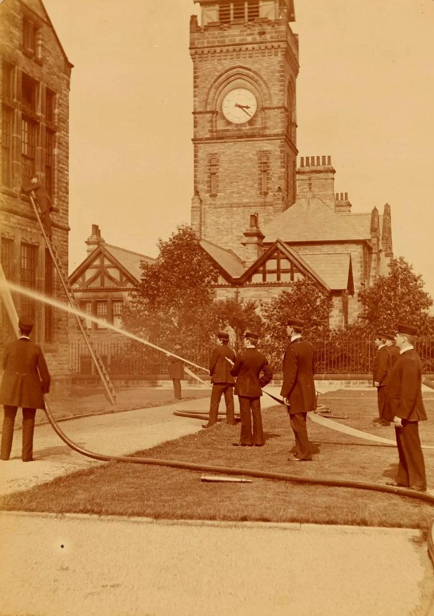 #MHM50 week 16: #WestRidingAsylum fire brigade. Started in 1871 the WRA fire brigade was originally run by staff & patients (who would have a bed on the ground floor to quickly help in an emergency). The brigade fit the hospital’s ethos of self-sufficiency & work to aid recovery.