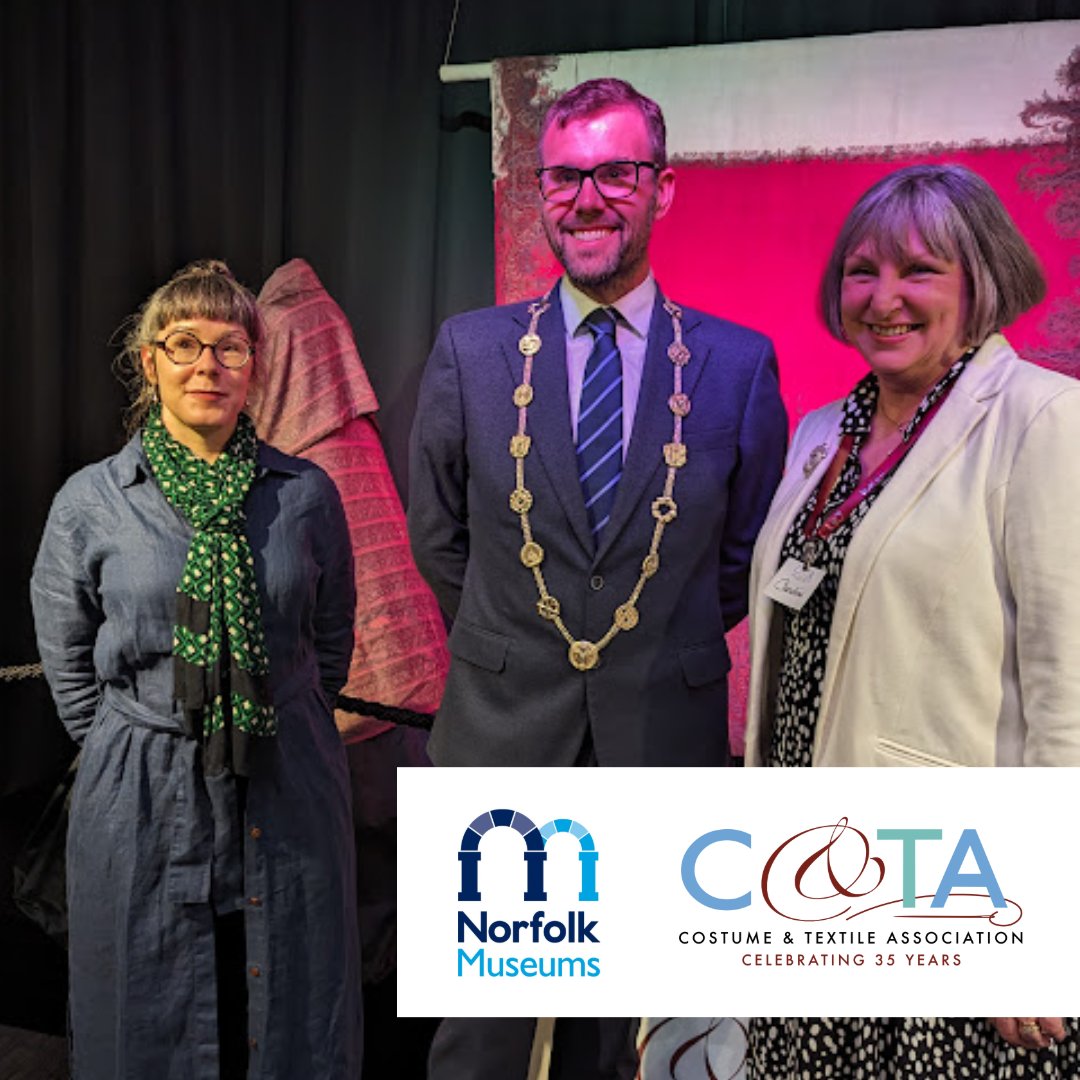 NorwichCastle's tweet photo. 🧵 This beautiful Norwich Shawl was presented to Ruth Battersby of @NorfolkMuseums yesterday, marking the 35th anniversary of @ctanorwich. It is on display at the Norfolk Makers' Festival @TheForumNorwich until 21 April. A massive thank you to @ctanorwich for their support. https://t.co/IlAIiL1WgG