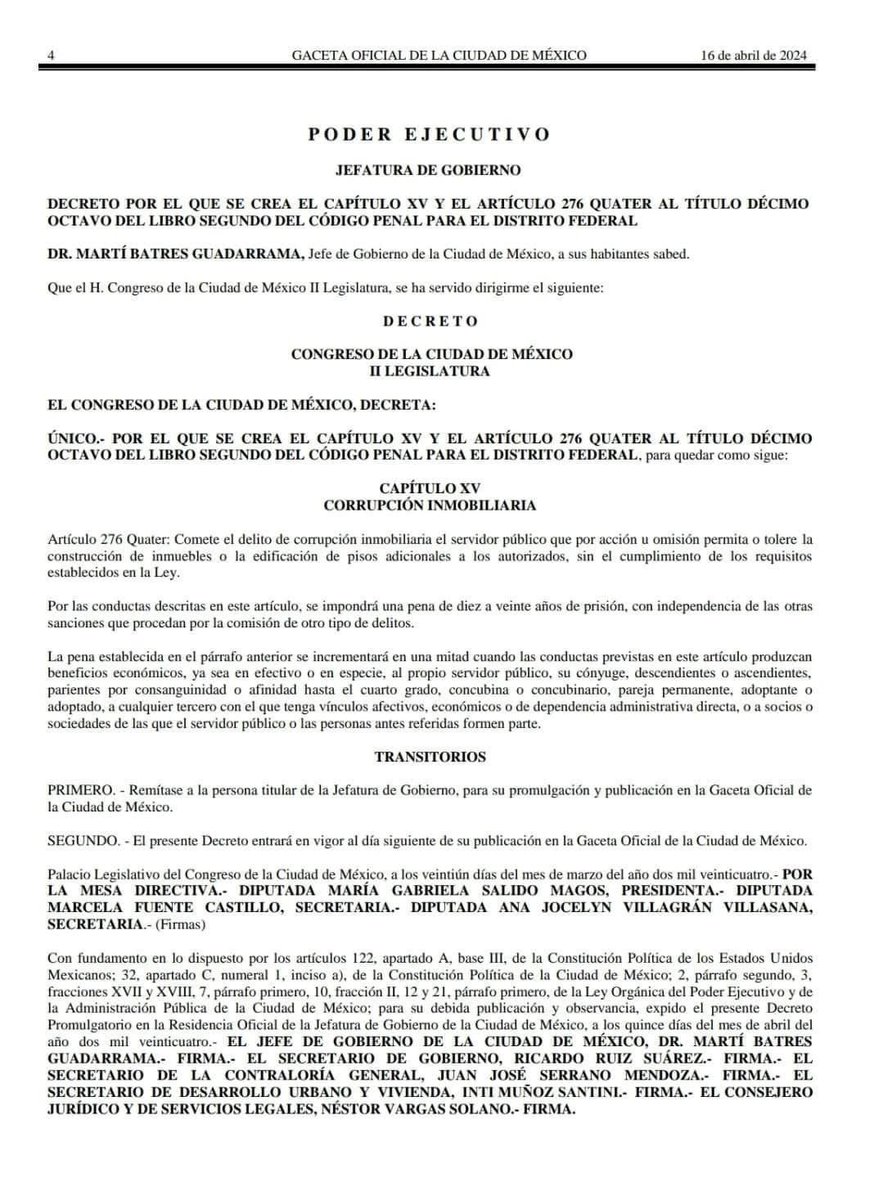 LisMuoz5's tweet photo. En la #cdmx tenemos un nuevo #TipoPenal #CorrupcionInmobiliaria comparto el texto para su conocimiento! Bonito día https://t.co/KvVnzEt932
