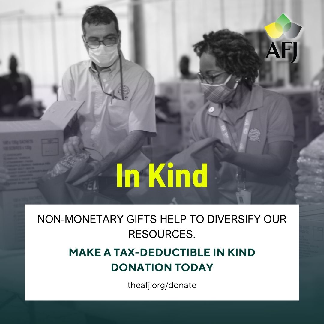 In-kind donations speak volumes in their silent impact. From essential goods to valuable expertise, every contribution helps us amplify our mission and support those in need. Please donate today. theafj.org/donate #afj #DonateToday #afjcares #jamaica #impact #giving #inkind