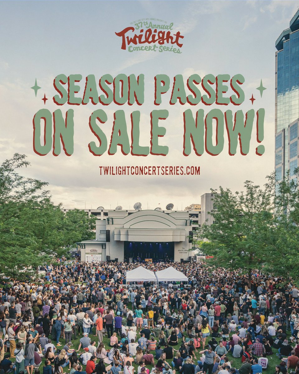 Season passes are ON SALE NOW at 24tix.com/twilight! 🌖Get all six of this summer’s concerts for a one time purchase!

More information at twilightconcertseries.com