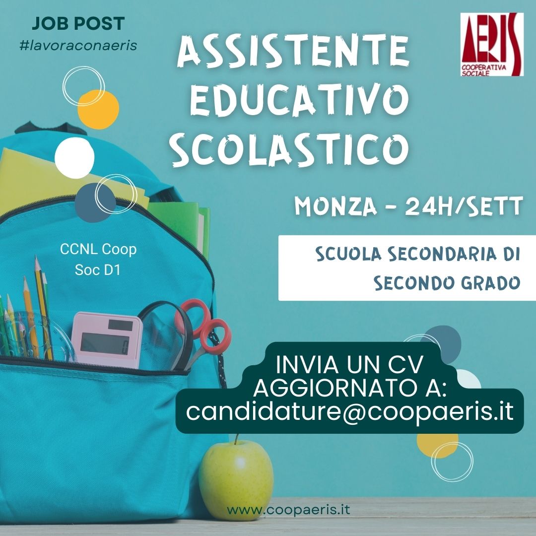 la_aeris's tweet photo. Cercasi personale per le scuole di Monza, Carnate (MB) e l'area di Vimercate (MB)!
#lavoraconaeris https://t.co/ttqPXIK74J