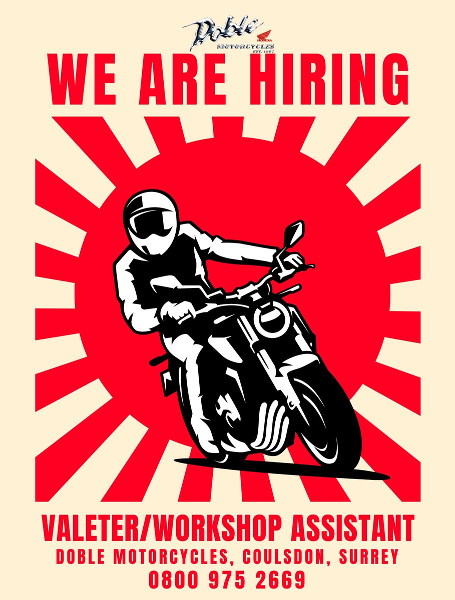 Join our team at Doble Motorcycles, where passion meets opportunity! We're seeking a motivated individual to fill the role of Valeter/Warehouse Assistant. No prior experience necessary – just bring your enthusiasm for motorcycles and a desire to learn. #WeAreHiring #WeAreBikers