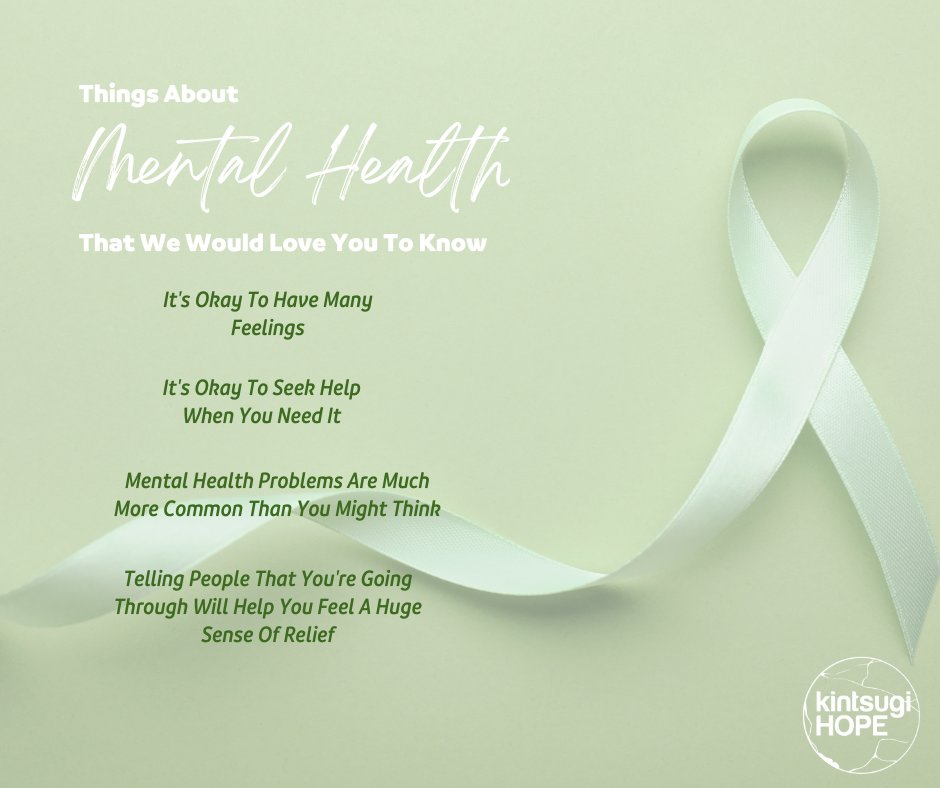 It's okay to not be okay, and it's important to remember that you're not alone. Take a moment to check in with yourself and others.😍 Together, we can break the stigma and support each other through the highs and lows. 🤜💚 #mentalhealthawareness kintsugihope.com