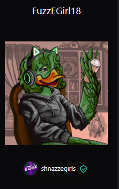 <a href="/ShnazzyNFTs/">Shnazzy</a> <a href="/thewaffleskitty/">Waffles Kitty 🔜 NFTOPIA 5 (8/16-17)</a> <a href="/ConsumerBreak/">ConsumerBreak on Twitch📺🌐</a> <a href="/thenftopia/">NFTOPIA Metaverse Convention🌐Aug 16-17</a> <a href="/ShnazzyNFTs/">Shnazzy</a>: So excited when I saw your <a href="/DuckingFuzz/">Ducking Fuzz</a> Collab drop yesterday, and love my new FuzzEGirl #WAXNFT!