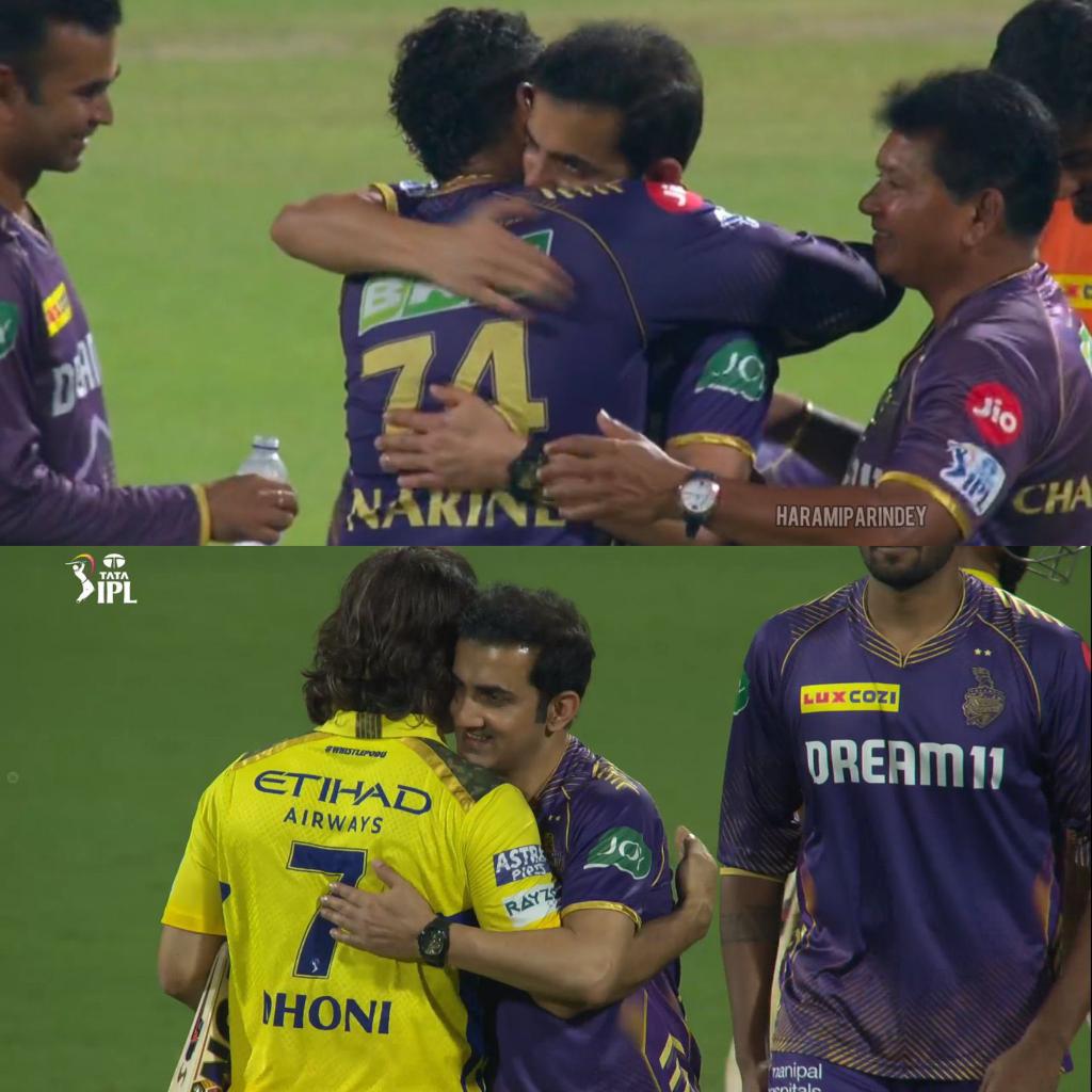 Gautam Gambhir hugs gets good batting form sunil narene