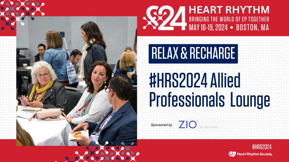ATTN APs! The #HRS2024 Allied Professionals Lounge, sponsored by @iRhythmTech, is your exclusive haven to unwind, network with colleagues, and stay energized throughout the meeting. Take a break, connect with fellow APs, and catch up on the latest industry trends and insights