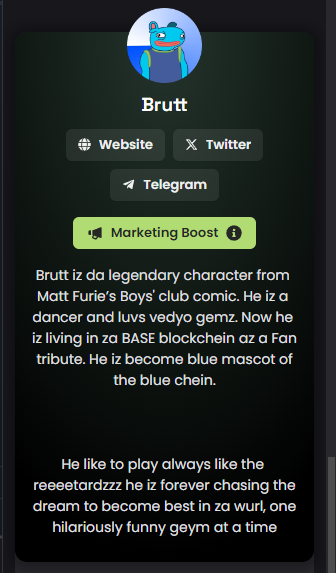 Bruttbase_'s tweet photo. $BRUTT IS EVERYWHERE AND WILL BE TRENDING EVERYWHERE

$BRUTT > $BRETT https://t.co/3XA9dqfhRs