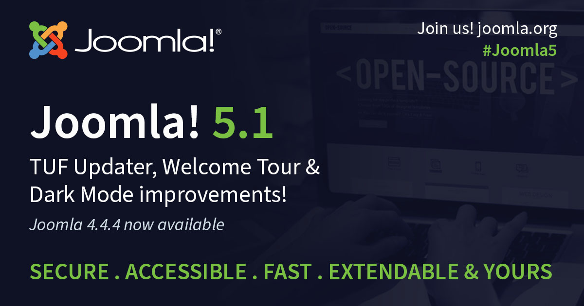 Joomla 5.1.0 and Joomla 4.4.4 are here! Joomla 5.1 is a minor version. We’re bringing plenty of new features, security and code improvements and increased speed with those improvements. Get all the info here: joomla.org/announcements/… #Joomla5 #JoomlaRelease #Joomla
