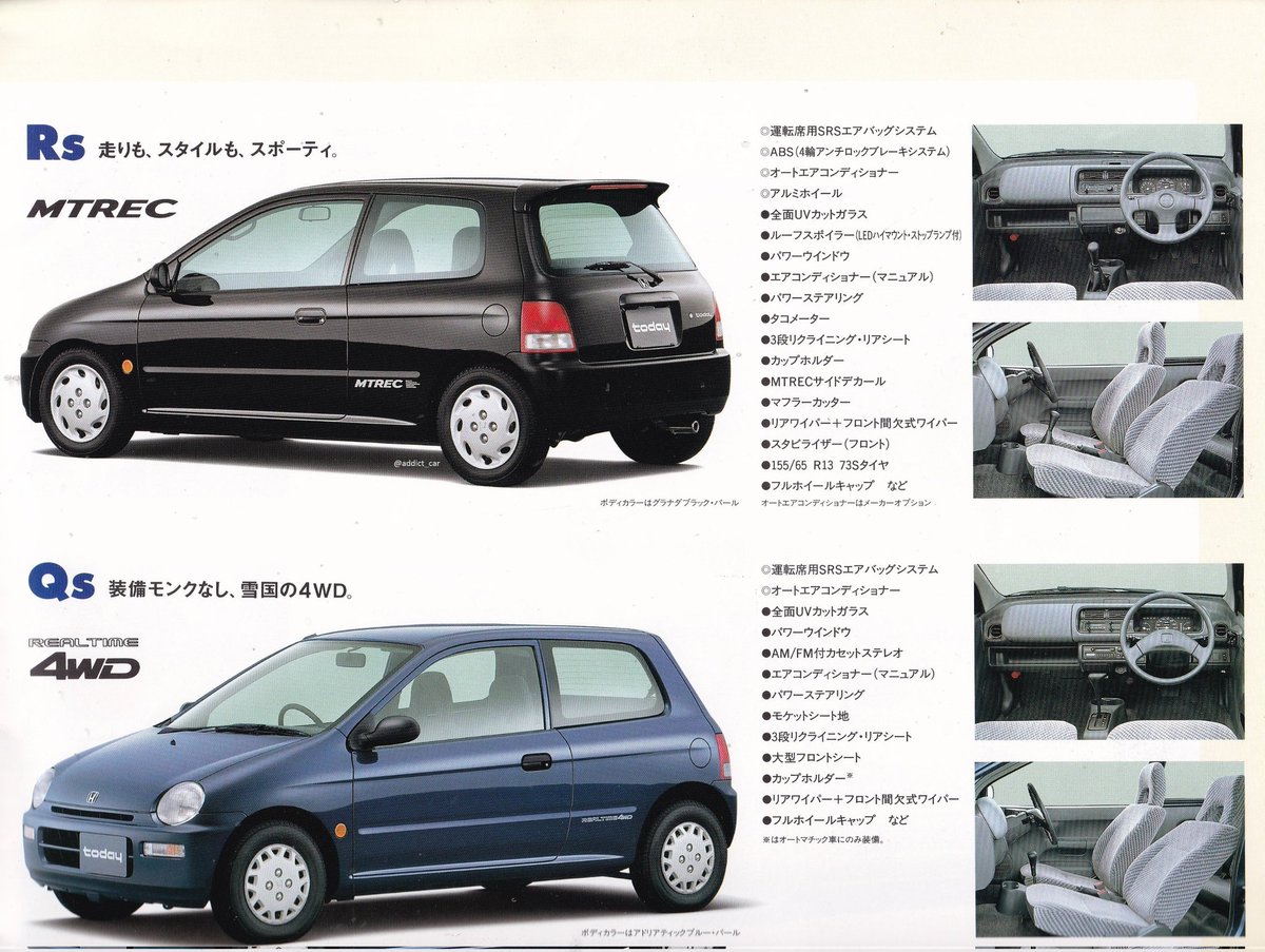 The full 1996 Honda Today line-up is shown here, starting with the